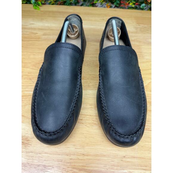 Frye Lewis Venetian Loafers Moccasin Toe Leather Driving Shoes Black Mens 9.5 - Picture 5 of 11